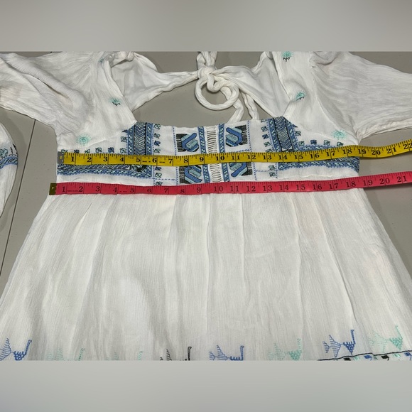 FREE PEOPLE Rhiannon Embroidered Tie Back Babydoll Mini Dress - Picture 12 of 15